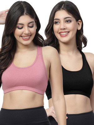 Docare JerrySports Double Layered Women Sports Non Padded Bra(Purple, Black)