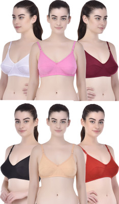 Zivosis Women Full Coverage Non Padded Bra(Red, White, Pink, Maroon, Gold, Black)