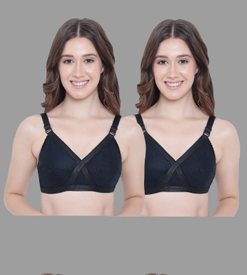GelxmoNet Pack of 2 Women Full Coverage Non Padded Bra (Black) Women Everyday Non Padded Bra(Black)