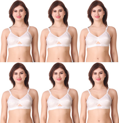Blue Aura White Non Padded Bra Pure Cotton for Women/Girls/Ladies Combo Women Full Coverage Non Padded Bra(White)