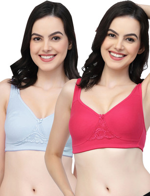 COLLEGE GIRL CG1214Mino Women Minimizer Non Padded Bra(Pink, Light Blue)