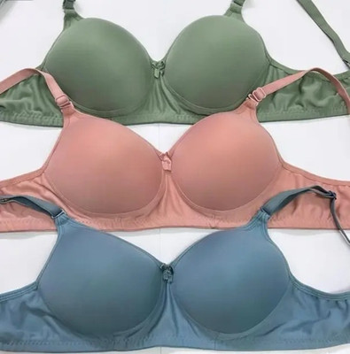 FOOTLEAP Combo pack of 3 Women Everyday Lightly Padded Bra(Pink, Blue, Green)