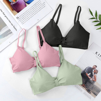 Comfy Secret D/3337/blk/pnk/prt-32 Women Everyday Lightly Padded Bra(Multicolor)