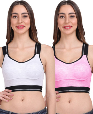 LILY stropsallets Moulded Double Layered Women Sports Non Padded Bra(Grey, Pink)