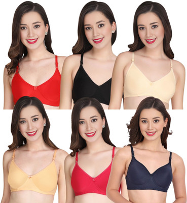 Liigne Women Everyday Padded Bra (Pack Of 6) for T-Shirt Saree Dress Sports Garment Women Full Coverage Lightly Padded Bra(Red)
