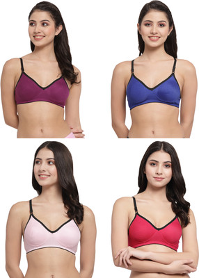 Docare M2Mino Women T-Shirt Non Padded Bra(Purple, Dark Blue, Pink, Pink)