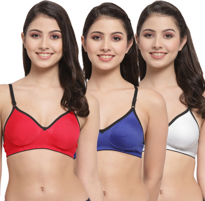Docare M2Mino Women T-Shirt Non Padded Bra(Red, Dark Blue, White)