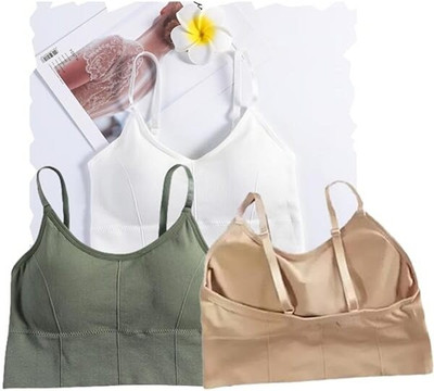SoftSway Women Full Coverage Lightly Padded Bra Women Bralette Lightly Padded Bra(White, Green, Beige)
