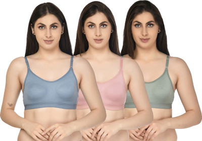 ASHMIRAS Combo of 3 sports bra Women Sports Non Padded Bra(Pink, Blue, Green)