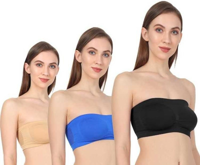 TEMUK Seamless Strapless Bra Women Bandeau/Tube Lightly Padded Bra(Multicolor)