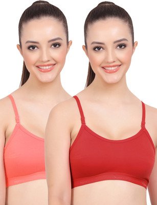 FigureFit CherrySportsMino Women Sports Non Padded Bra(Red, Pink)