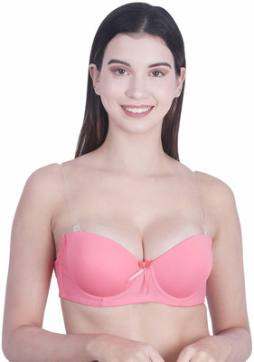 Penance For You Transparent strap backless pushup bra Women Push-up Lightly Padded Bra(Orange)