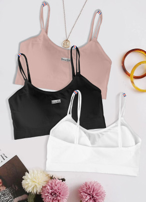 MOSSMOOR 2122-BLACK-L.PINK-WHITE-P03-FREE Women Full Coverage Lightly Padded Bra(Black)