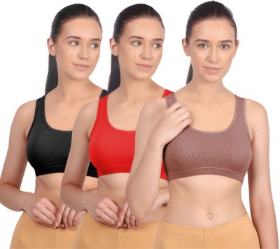 Vanila Women Sports Non Padded Bra(Black, Purple, Red)