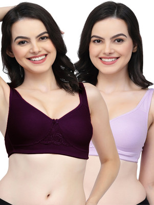 COLLEGE GIRL CG1214 Double Layered Women T-Shirt Non Padded Bra(Purple, Purple)
