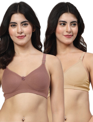 LILY Axela Moulded Double Layered Women Minimizer Non Padded Bra(Brown, Beige)
