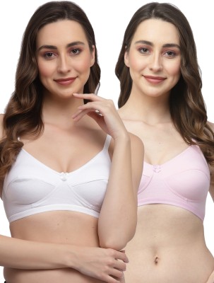 COLLEGE GIRL CGRO1256 Women T-Shirt Non Padded Bra(White, Pink)