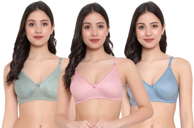 KITTUDYNAMIC Women Full Coverage Non Padded Bra(Green, Blue, Pink)