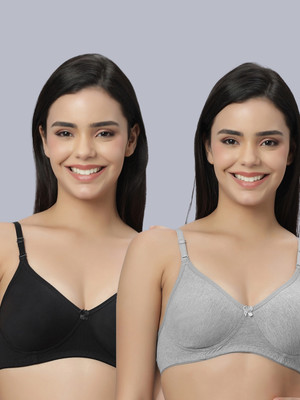 Eden EDEN101BLACKGREY Women T-Shirt Non Padded Bra(Black, Grey)