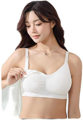 Cintella Seamless Nursing Bra (Removable Pads) Women Maternity/Nursing Lightly Padded Bra(White)