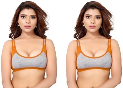 Shree Brahmani Corporation Women's Cotton Blend Full Comfortable Non-Padded Chami Bra For Everyday Wear Women Everyday Non Padded Bra(Yellow)