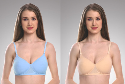 SLOPPY JOE Women Balconette Lightly Padded Bra(Blue, Beige)