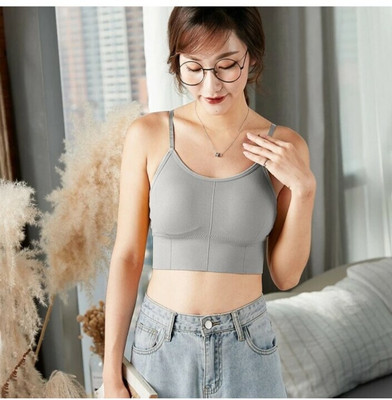 BRANKLY Women Cami Bra Lightly Padded Bra Women Cami Bra Lightly Padded Bra(Grey)