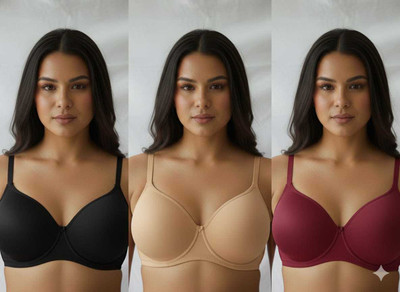 AmoraaWear Women Push-up Lightly Padded Bra(Beige, Black, Maroon)