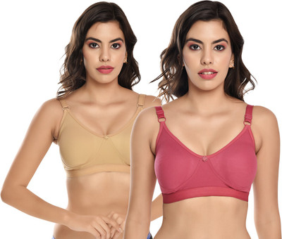 elina Women T-Shirt Non Padded Bra(Beige, Pink)