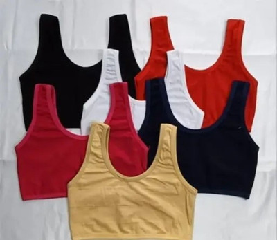 Adgaon Air Sports Bra (Free Size, Fits Best- 28-34)Pack of 6 Women Everyday Non Padded Bra(Multicolor)