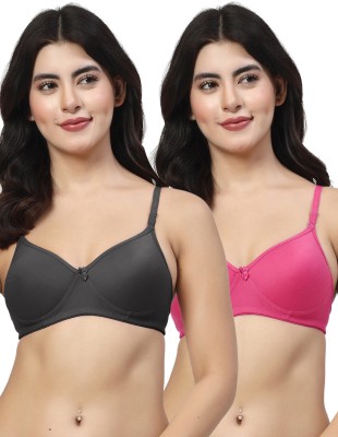 LILY GlamourFoam Women T-Shirt Lightly Padded Bra(Black, Pink)