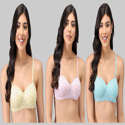 ROVERSOLE Women T-Shirt Lightly Padded Bra(Multicolor)
