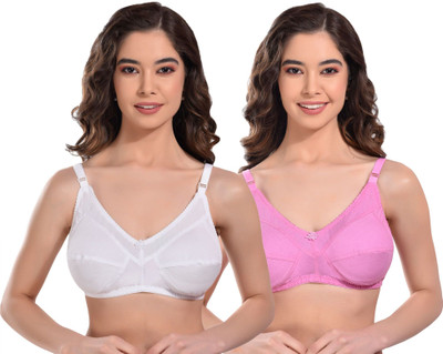 REAL SIGN ZEENATH COTTON COMBO PACK 2 PCS WHITE & PINK Women Everyday Non Padded Bra(White, Pink)