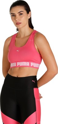 PUMA Mid Impact Strong Women Sports Heavily Padded Bra(Pink)