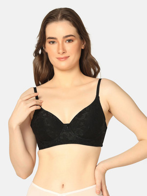 Curvy Love Seamless Everyday Women T-Shirt Lightly Padded Bra(Black)