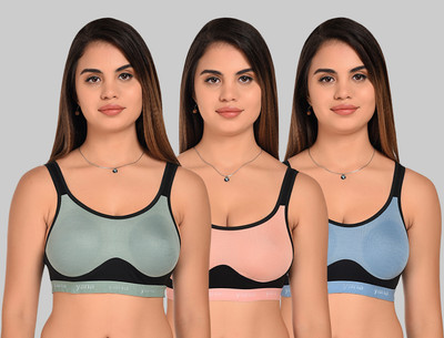 Yana Women Sports Non Padded Bra(Light Blue, Light Green, Pink)