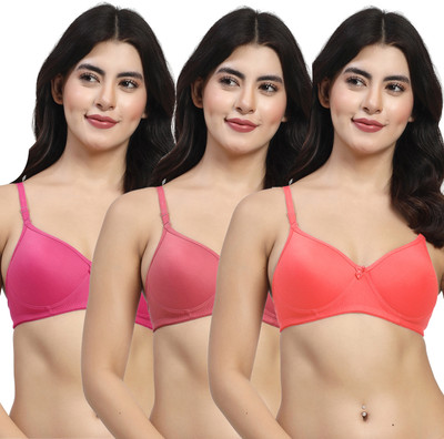 LILY mfruomalg Women T-Shirt Lightly Padded Bra(Red, Maroon, Pink)