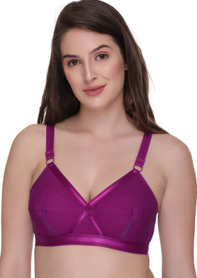 SONA by PERFECTO Women's Perfecto Cotton Full Coverage Plus Size Non-Padded Wirefree Everyday Bra Women Full Coverage Non Padded Bra(Purple)