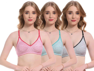 yourcare YOURCARE NON PADDED PRINT BRA MULTICOLOR FOR WOMEN AND GIRLS PACK OF 3 Women Everyday Non Padded Bra(Multicolor)