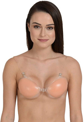 ELEG STYLE Silicone bra Women Stick-on Heavily Padded Bra(Beige)