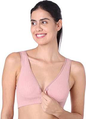Meizhimi Seamless Nursing Bra Women Maternity/Nursing Lightly Padded Bra(Pink)