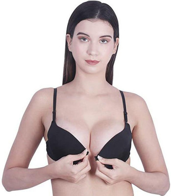 EYESOFPANTHER Front Open Push up Padded Bra Women Push-up Lightly Padded Bra(Black)