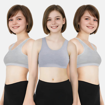 Adira Girls Training/Beginners Non Padded Bra(Grey)