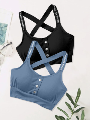 NAGARVEL CREATION cros-blk-blue-02-p02-28 Women T-Shirt Lightly Padded Bra(Multicolor)