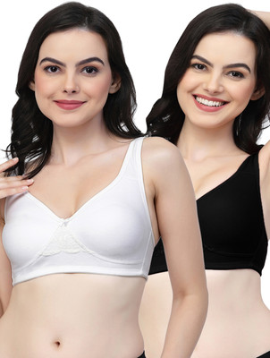 COLLEGE GIRL CG1214 Double Layered Women T-Shirt Non Padded Bra(White, Black)
