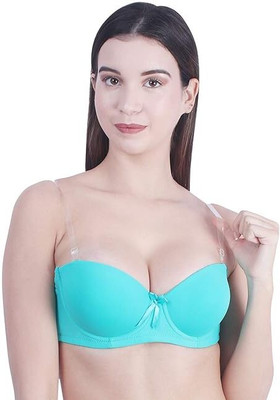 FANDOM 4U Transparent Backless Padded push-up Bra Women Push-up Lightly Padded Bra(Light Green)