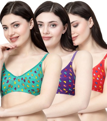 Docare LittleHeart Women Minimizer Non Padded Bra(Green, Purple, Red)