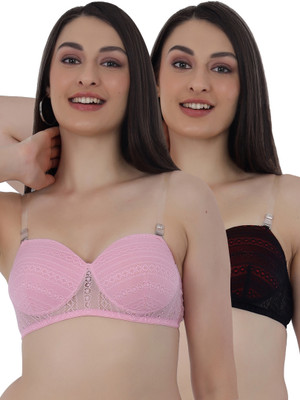 Selfcare Women's Embroidery Half Coverage Lightly Padded T-shirt Bra Women T-Shirt Lightly Padded Bra(Pink, Red)