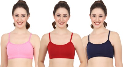 Ziemao Multi straps full coverage removable padded sports cage bra for women Women Cage Bra Lightly Padded Bra(Pink, Maroon, Dark Blue)