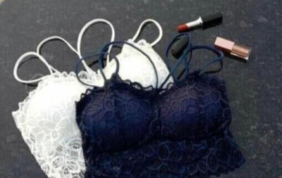 brahub Women Bralette Lightly Padded Bra(Dark Blue, White)